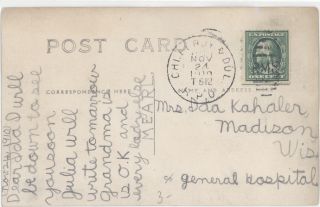 Wi Baraboo 3rd Ward School RPPC mailed 1910 Early 43595