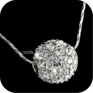 18k white gold genuine uz SWAROVSKI crystal ball pendant necklace