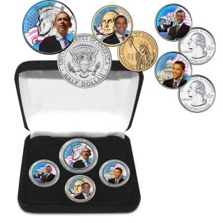 Barack Obama Inaugural Colorized Coin Tribute Collection Set Boxed 