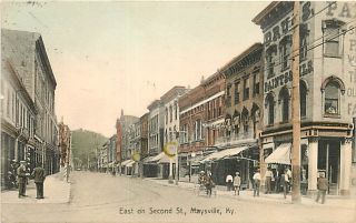 KY Maysville Kentucky Second Street Looking East Business Section 1909 