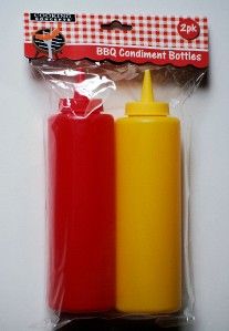Ketchup Mustard Sauce Condiment Bottles Picnic BBQ New