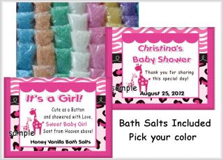 30 Baby Shower Bath Salt Favors Personalized Sweet Safari Pink