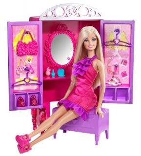 Barbie Doll Dress Up to Make Up Set Wardrobe Closet Furniture Ships 