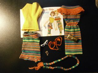 Vintage Barbie 1963 Knit Fashion Paks w/ Charm Bracelet, Dress, Skirt 