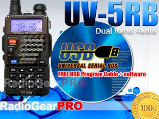 BAOFENG UV 5RB VHF UHF Dual Band Radio FM 65 108MHz UV 5R USB Cable CD 