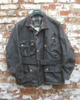 Barbour NATO International Motorcycle Wax Jacket with Belt Cleaned Re 