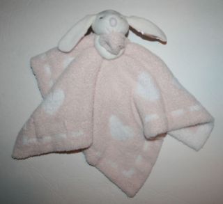 Barefoot Dreams Cozychic Bunny Lovey Pink White Hearts
