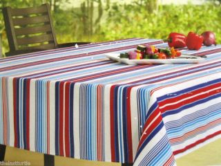 Red White Blue Stripe Fabric Umbrella Tablecloth NIP