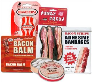 Five of your favorite bacon shaped; bacon flavored; bacon odoriforous 