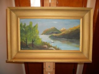 Antique Japanese Style Oil Painting Signed Barnhart