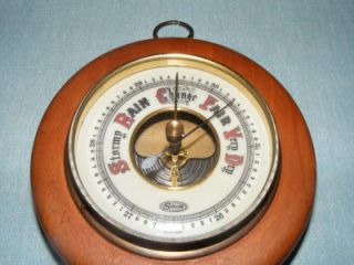 Vintage Stellar German Barometer Weather Science Instrument Wood Glass 