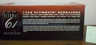 1968 Plymouth Barracuda 118 Scale Die Cast Metal