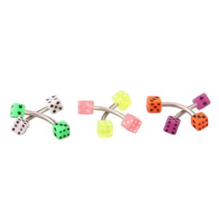   Pcs Dice shaped Ball Curved Eyebrow Ring Barbell Body Jewelry Piercing