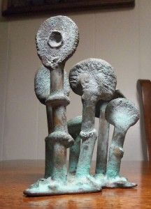 Original Klaus Ihlenfeld Patinated Bronze Sculpture Mushrooms, Modern 