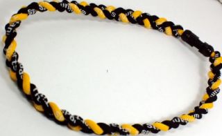 20 ion Titanium Baseball Necklace Yellow Black Tornado