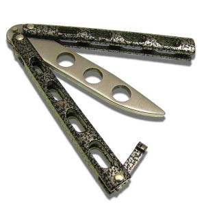 Bear and Son Practice Balisong Butterfly Trainer Knife Silver Vein USA 