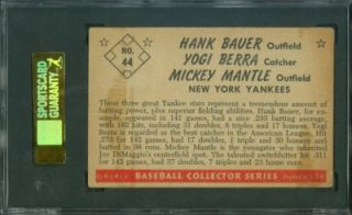 1953 Bowman Baseball #44 Mickey Mantle Yogi Berra Hank Bauer Card 