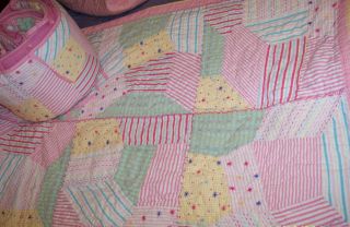 Pottery Barn Crib Quilt set Jordan patchwork Baby girl pink with cute 