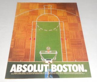 1994 ABSOLUT BOSTON ad page ~ Boston Celtics basketball court