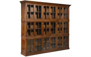Barrister Bookcase Lawyer Doctor Solid Oak Glass Doors Crown Top Base 