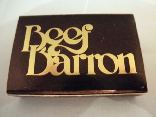 1987 BEEF BARRON Matchbox FLAMINGO HILTON Matches LAS VEGAS NV 