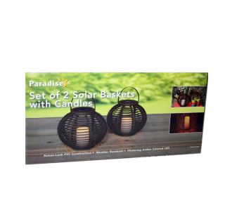 Paradise Solar Baskets with Candles 2 Piece Set