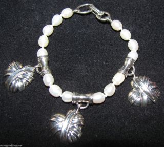 Barry Kiestelstein Cord Sterling Silver Heart Pearl Bracelet