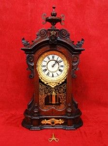 Original Antique Victorian Ansonia Monarch Mantle Clock Drawer Front 