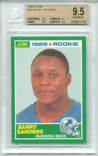 1989 Score Barry Sanders Rookie Graded BGS 9 5 9 9 5 9 5