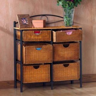  Basket Drawers Metal Frame Dresser Chest Iron Vanity Storage Unit
