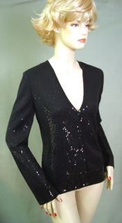   ST JOHN EVENING CARDIGAN JACKET SZ M ALL OVER PAILLETTES GREAT PRICE