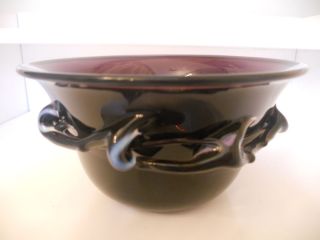 CC Walters Purple Amethyst Art Glass Bowl Signed Dated 1987