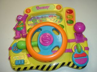 Barney Activity Toy Dashboard Car Driving Steering Wheel Light Sounds 