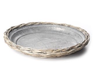 French Grey Willow Plate with Zinc Insert   12.5