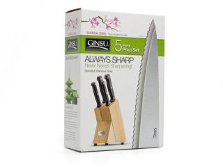 Ginsu Knives 5 Piece Essential Series Prep Set with Storage Block