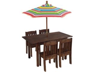 KidKraft Espresso Table & 4 Stacking Chairs with Umbrella   00046