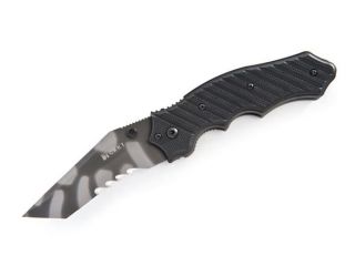 triumpht partially serrated with tiger striped design open