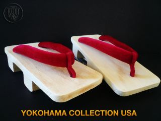 japanese geisha wooden red velvet straps geta sandal