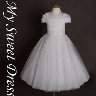 white flower girl formal first communion dress more options size