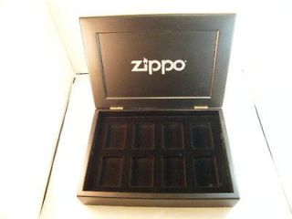 Original Zippo Solid WOODEN BLACK Display / Collector / Case 8 Place 