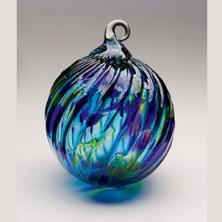 GLASS EYE STUDIO Classic Round Ornament 164L PURPLE & BLUE TWIST