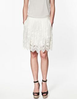 bnwt zara 2012 off white lace embroidered pocket skirt s