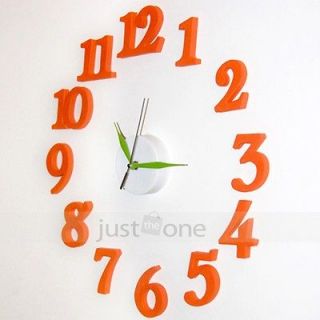 Modern Interior Wall Decoration Self Adhesive Numbers Clock DIY 