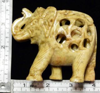 inch Soapstone Elephant Carving w 2nd elephant inside. Free 