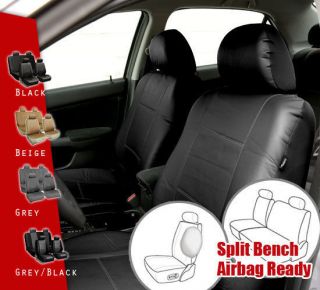 Seat Covers Airbag Compatible & Split Bench PU Leather 4 Headrests 