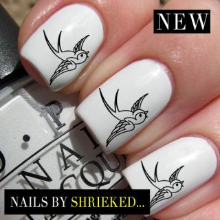 Swooping Swallow Decal Trendy Nail Art Water Transfers Stickers Wraps 