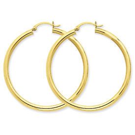 New 14k Yellow Gold Polished 2mm   5mm Round 1/2   2 1/2 Inch Hoop 