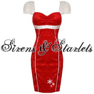 LADIES NEW SEXY CHRISTMAS MISS SANTA 50S PIN UP FANCY DRESS OUTFIT 