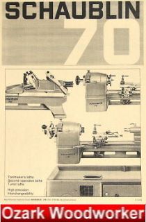 SCHAUBLIN No. 70 Series Precision Metal Lathe Catalog Manual 0646