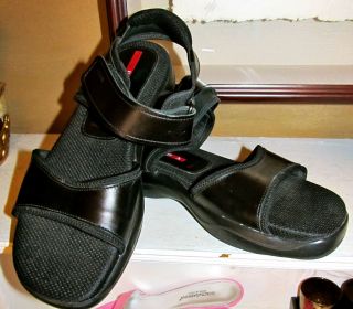 wow prada mens black leather sandals sz 6 m